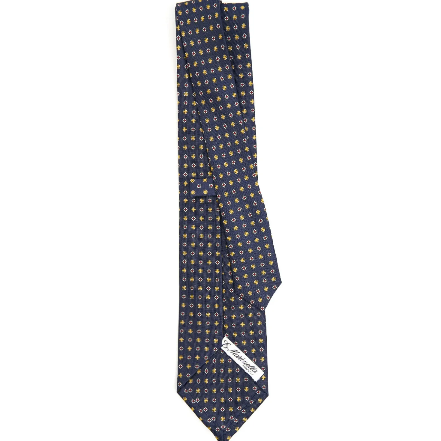 CRAVATTA SARTORIALE CLASSICA IN SETA BLU SCURO Microfantasia fiore