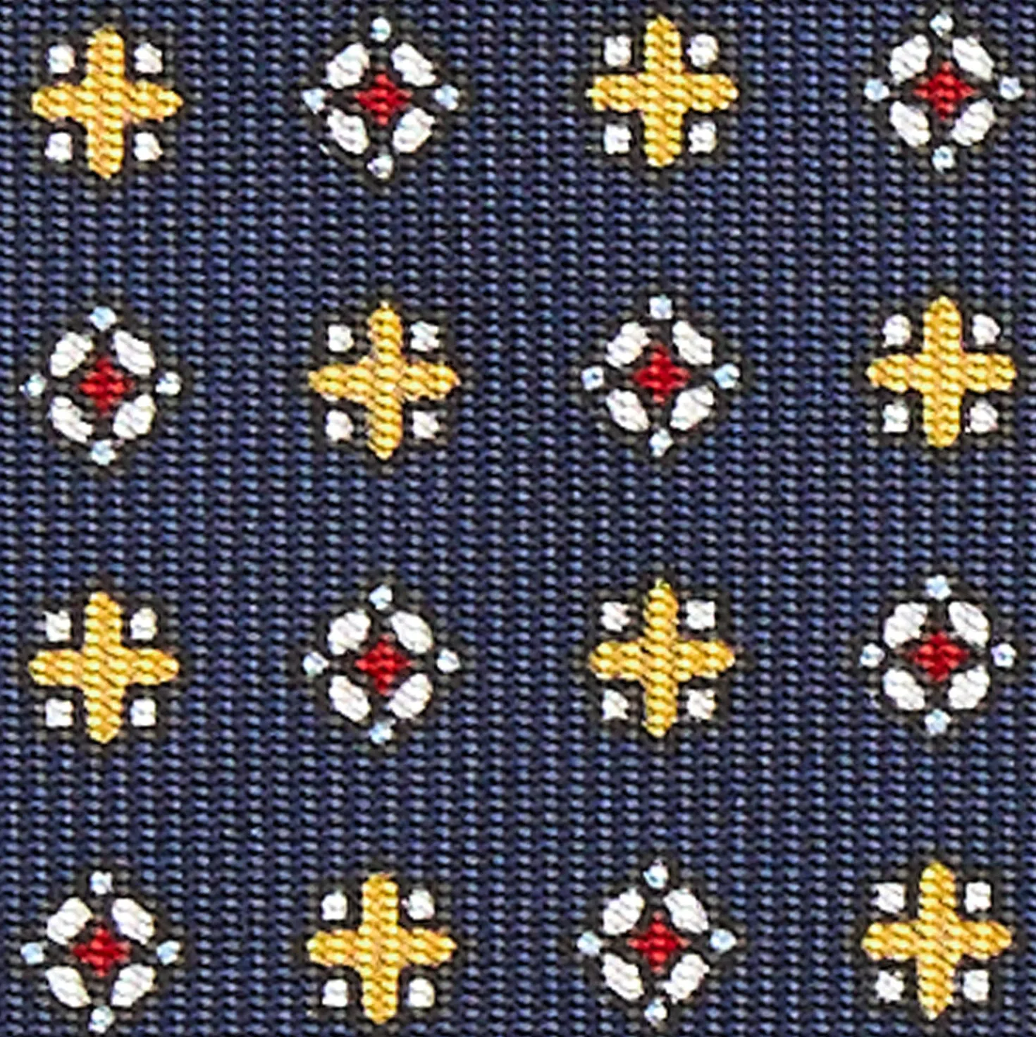 CRAVATTA SARTORIALE CLASSICA IN SETA BLU SCURO Microfantasia fiore
