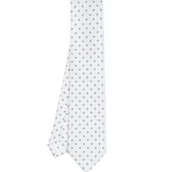 CRAVATTA SARTORIALE CLASSICA IN SETA BIANCA Microfantasia fiore