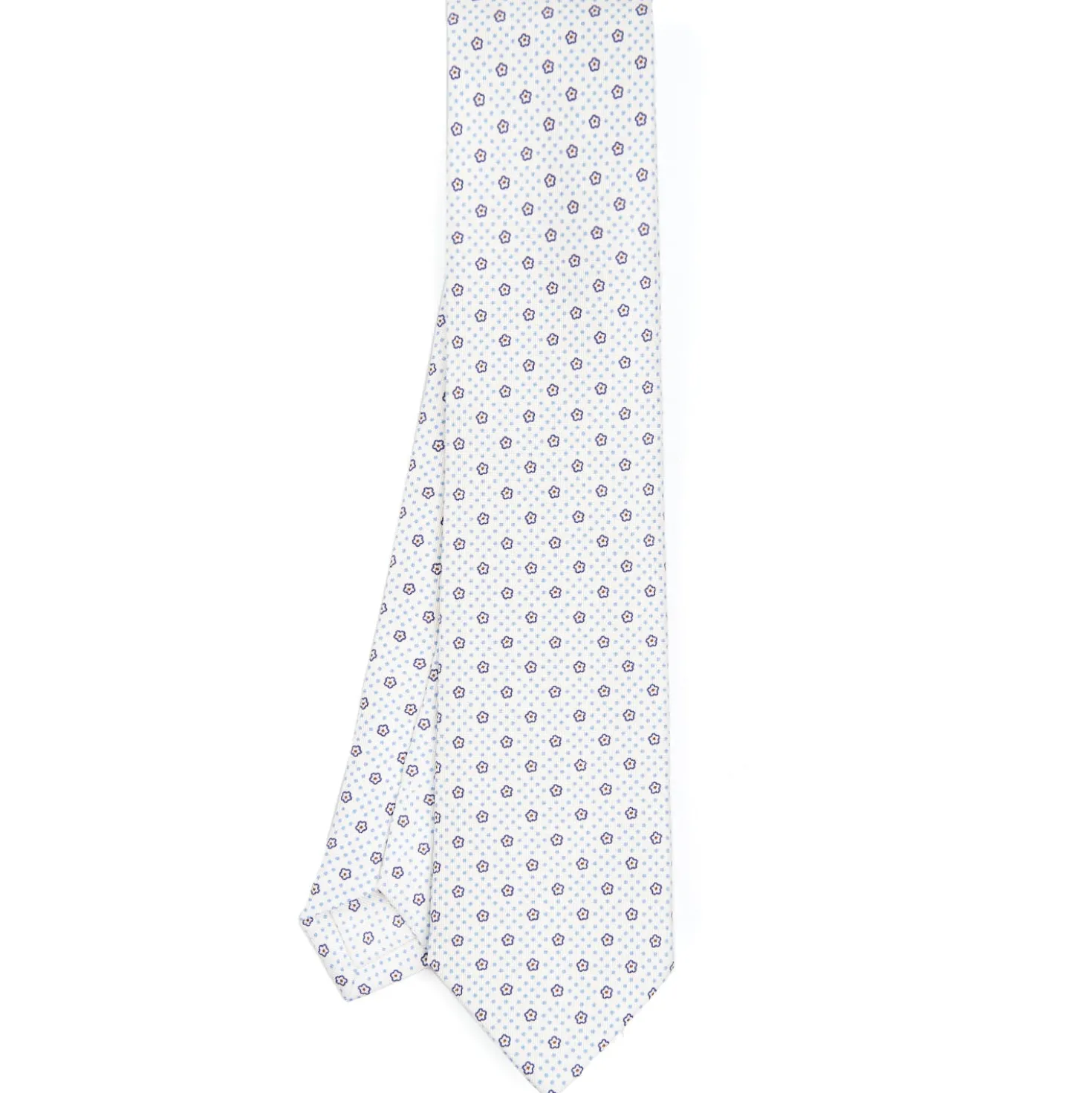 CRAVATTA SARTORIALE CLASSICA IN SETA BIANCA Microfantasia fiore