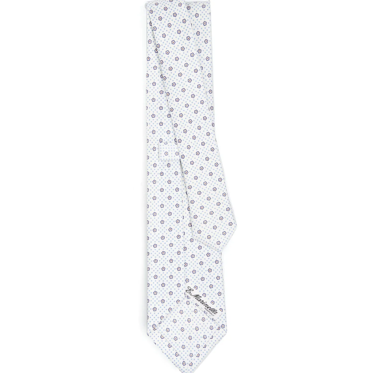 CRAVATTA SARTORIALE CLASSICA IN SETA BIANCA Microfantasia fiore