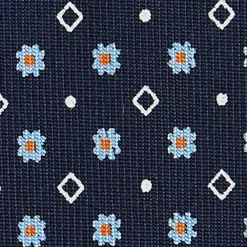 CRAVATTA SARTORIALE CLASSICA IN SETA BLU SCURO Microfantasia fiore