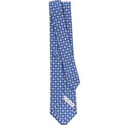 CRAVATTA SARTORIALE CLASSICA IN SETA BLU Microfantasia fiore