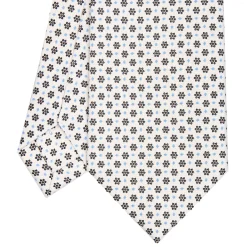 CRAVATTA SARTORIALE CLASSICA IN SETA BIANCA Microfantasia fiore