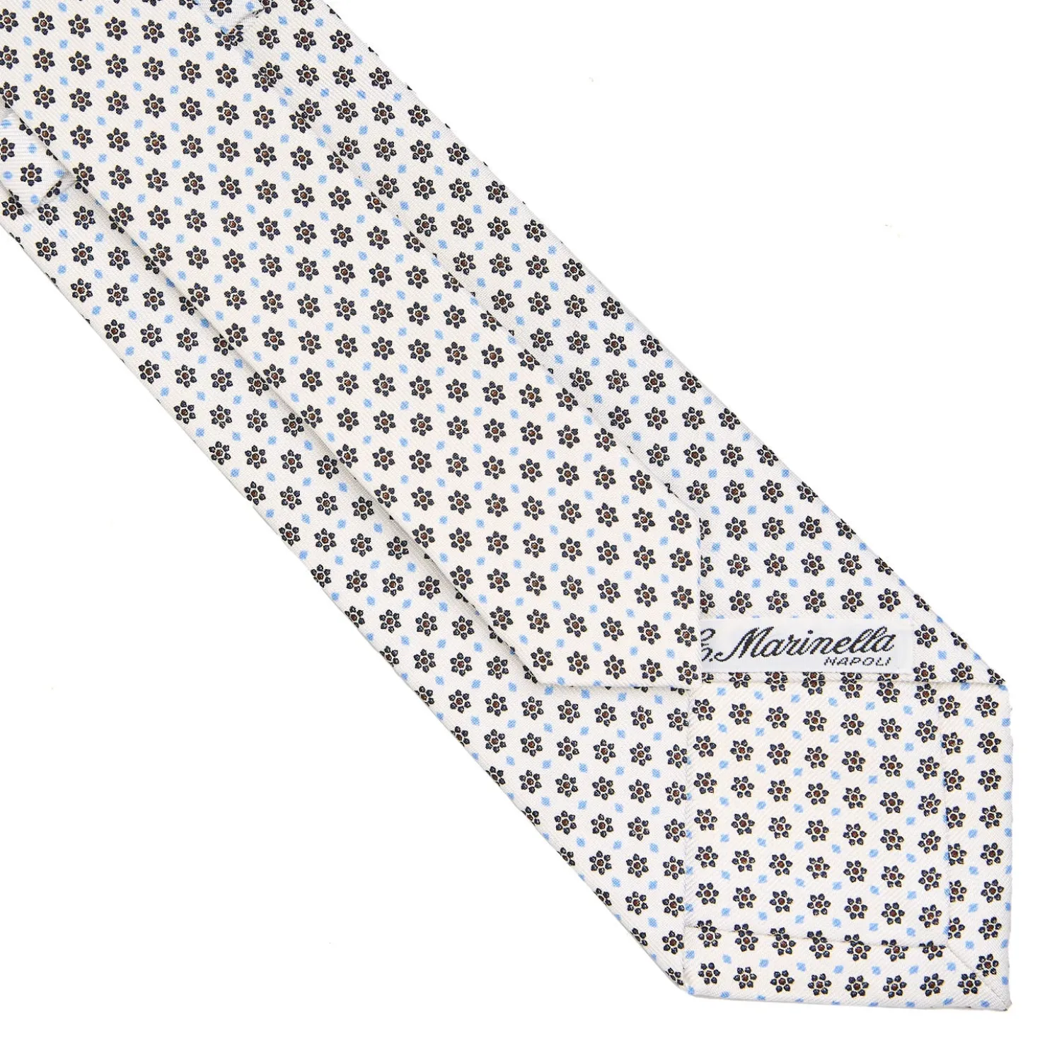 CRAVATTA SARTORIALE CLASSICA IN SETA BIANCA Microfantasia fiore