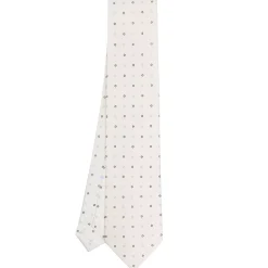 CRAVATTA SARTORIALE CLASSICA IN SETA BIANCA Microfantasia fiore