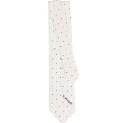 CRAVATTA SARTORIALE CLASSICA IN SETA BIANCA Microfantasia fiore