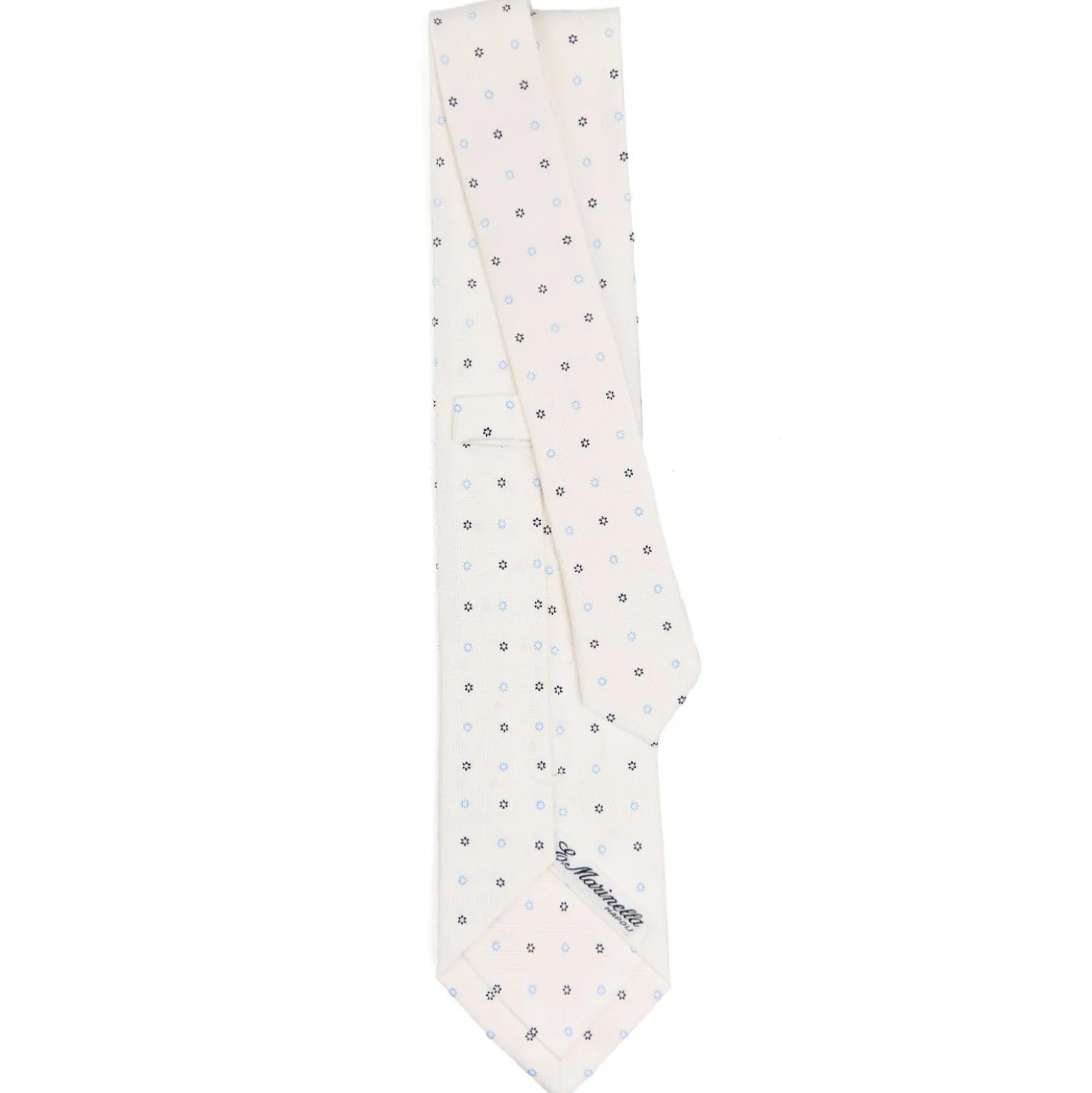 CRAVATTA SARTORIALE CLASSICA IN SETA BIANCA Microfantasia fiore