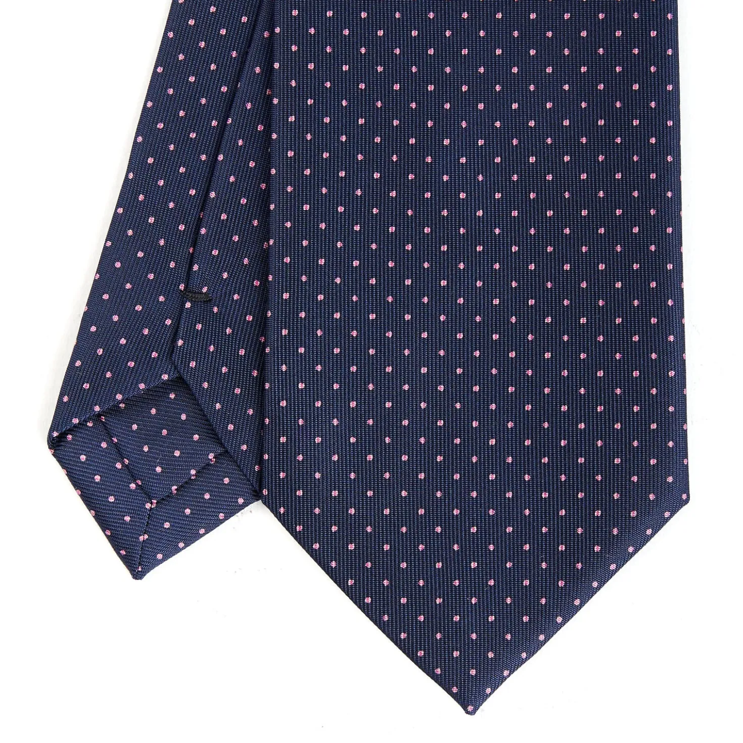 CRAVATTA SARTORIALE CLASSICA IN SETA BLU SCURO Pois