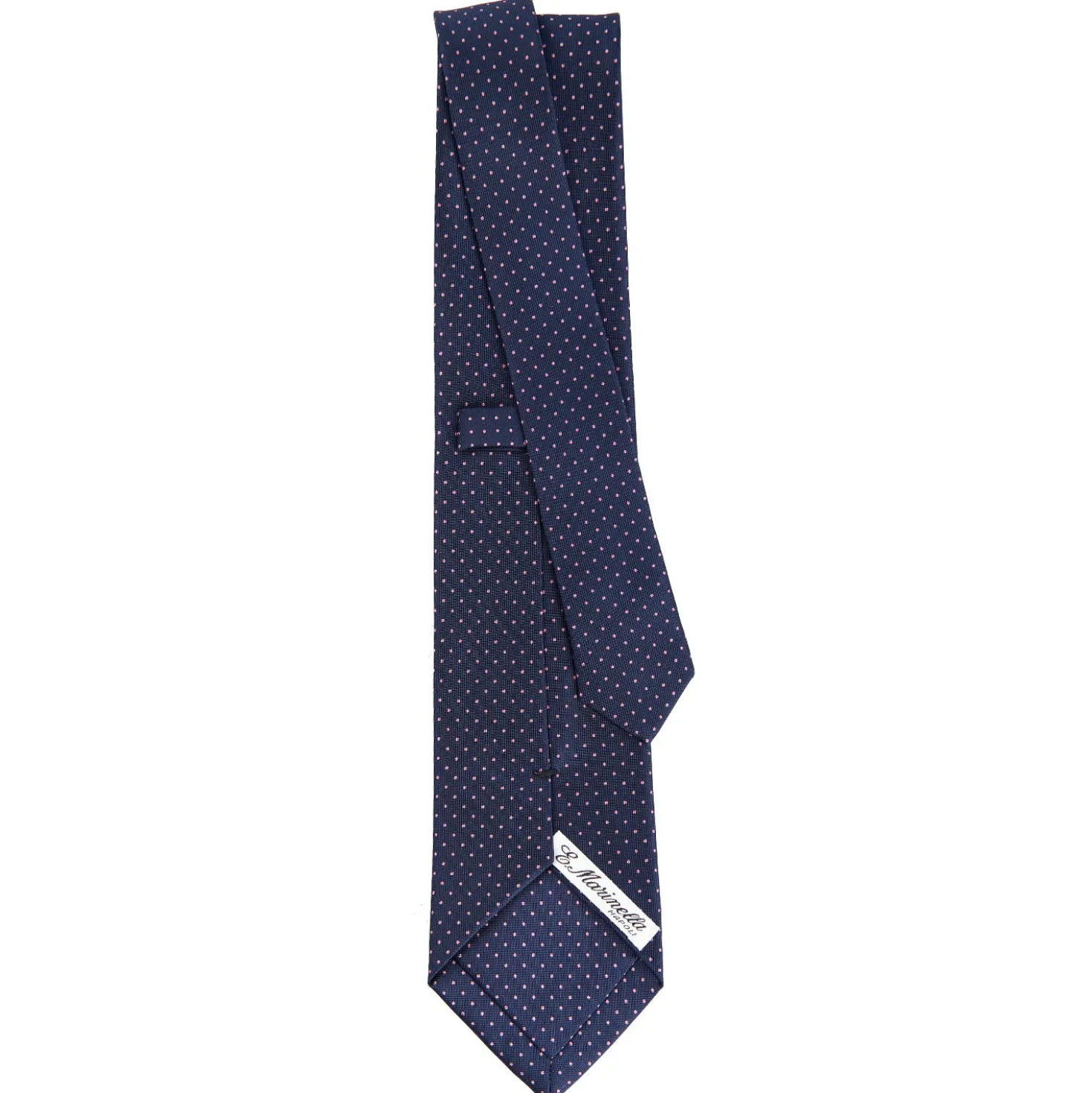 CRAVATTA SARTORIALE CLASSICA IN SETA BLU SCURO Pois