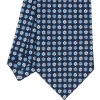 CRAVATTA SARTORIALE CLASSICA IN SETA BLU SCURO Microfantasia fiore
