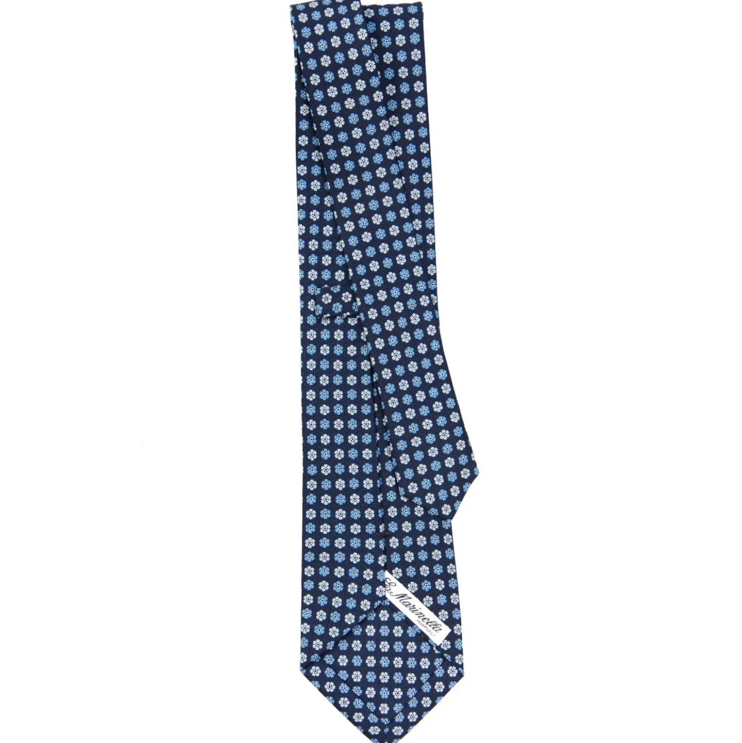 CRAVATTA SARTORIALE CLASSICA IN SETA BLU SCURO Microfantasia fiore