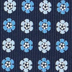 CRAVATTA SARTORIALE CLASSICA IN SETA BLU SCURO Microfantasia fiore