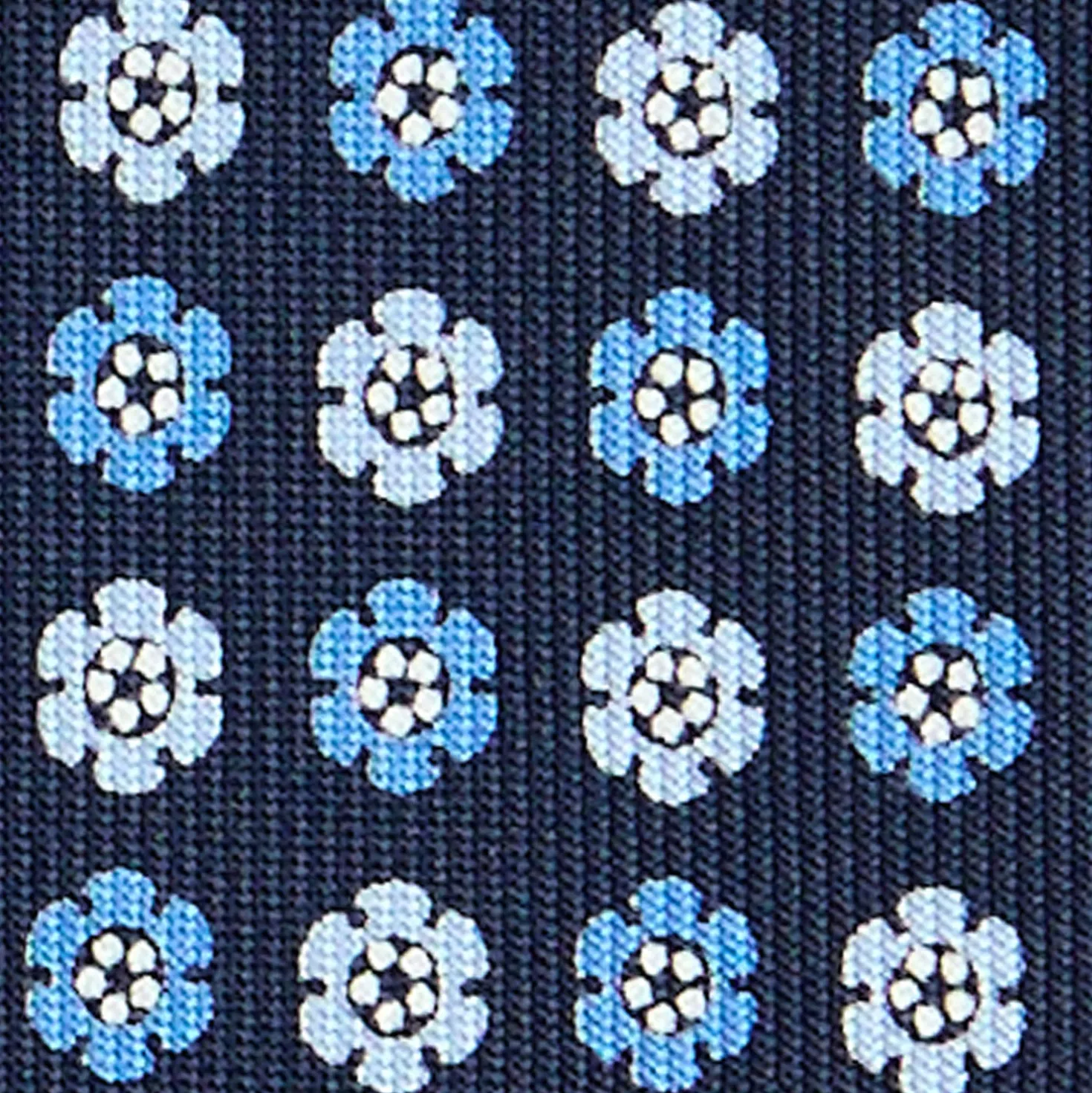 CRAVATTA SARTORIALE CLASSICA IN SETA BLU SCURO Microfantasia fiore