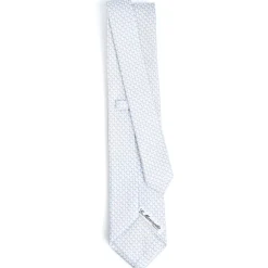 CRAVATTA SARTORIALE CLASSICA IN SETA BIANCA Microfantasia m geometrica