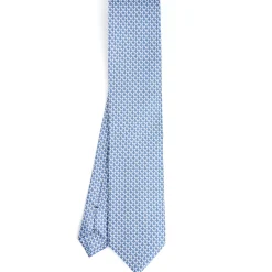 CRAVATTA SARTORIALE CLASSICA IN SETA BLU Microfantasia m geometrica