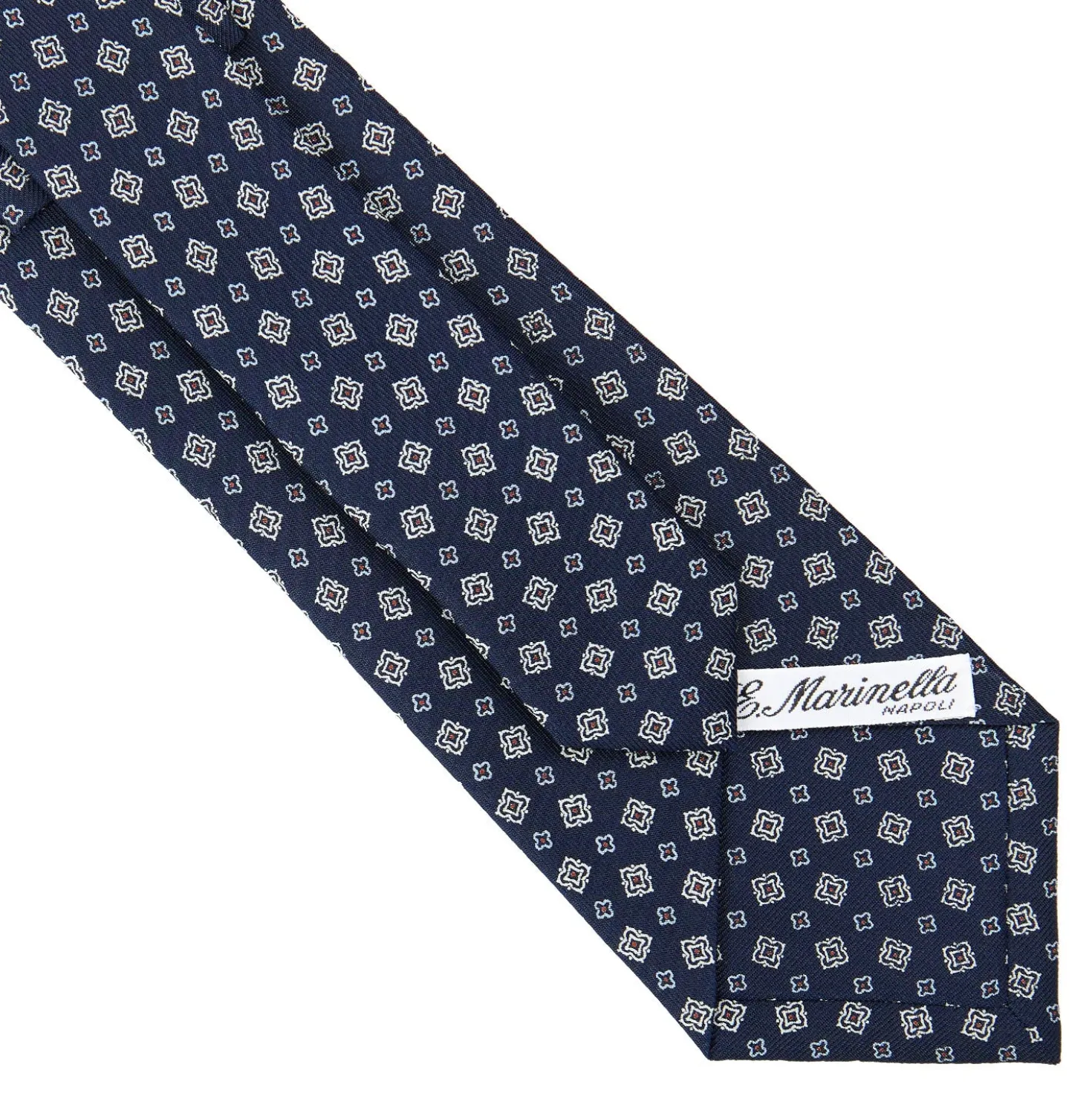 CRAVATTA SARTORIALE CLASSICA IN SETA BLU SCURO Microfantasia fiore