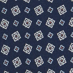 CRAVATTA SARTORIALE CLASSICA IN SETA BLU SCURO Microfantasia fiore