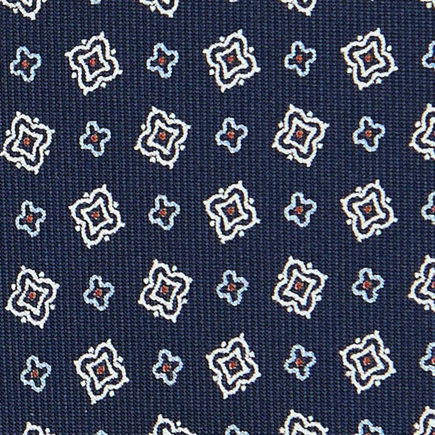 CRAVATTA SARTORIALE CLASSICA IN SETA BLU SCURO Microfantasia fiore