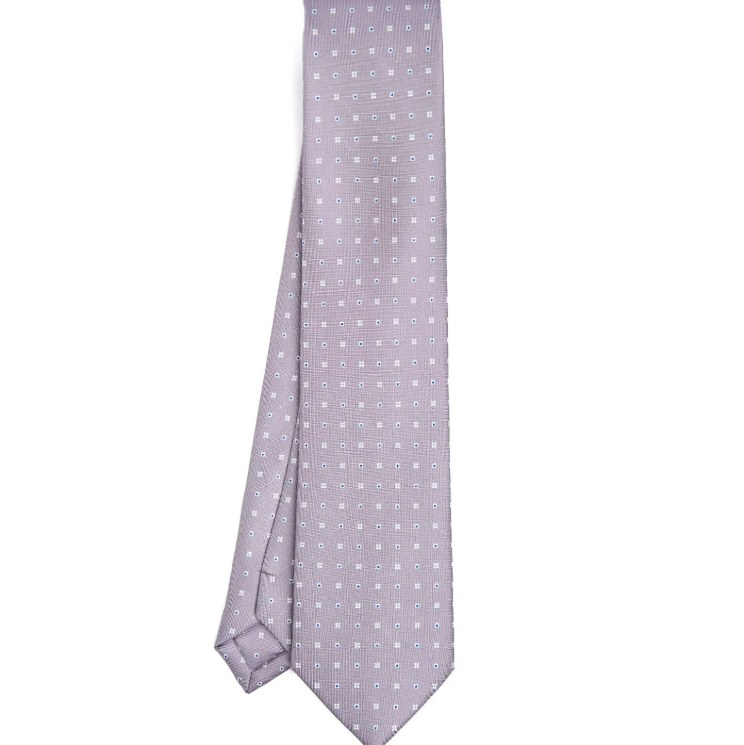 CRAVATTA SARTORIALE CLASSICA IN SETA GRIGIO CHIARO Microfantasia fiore