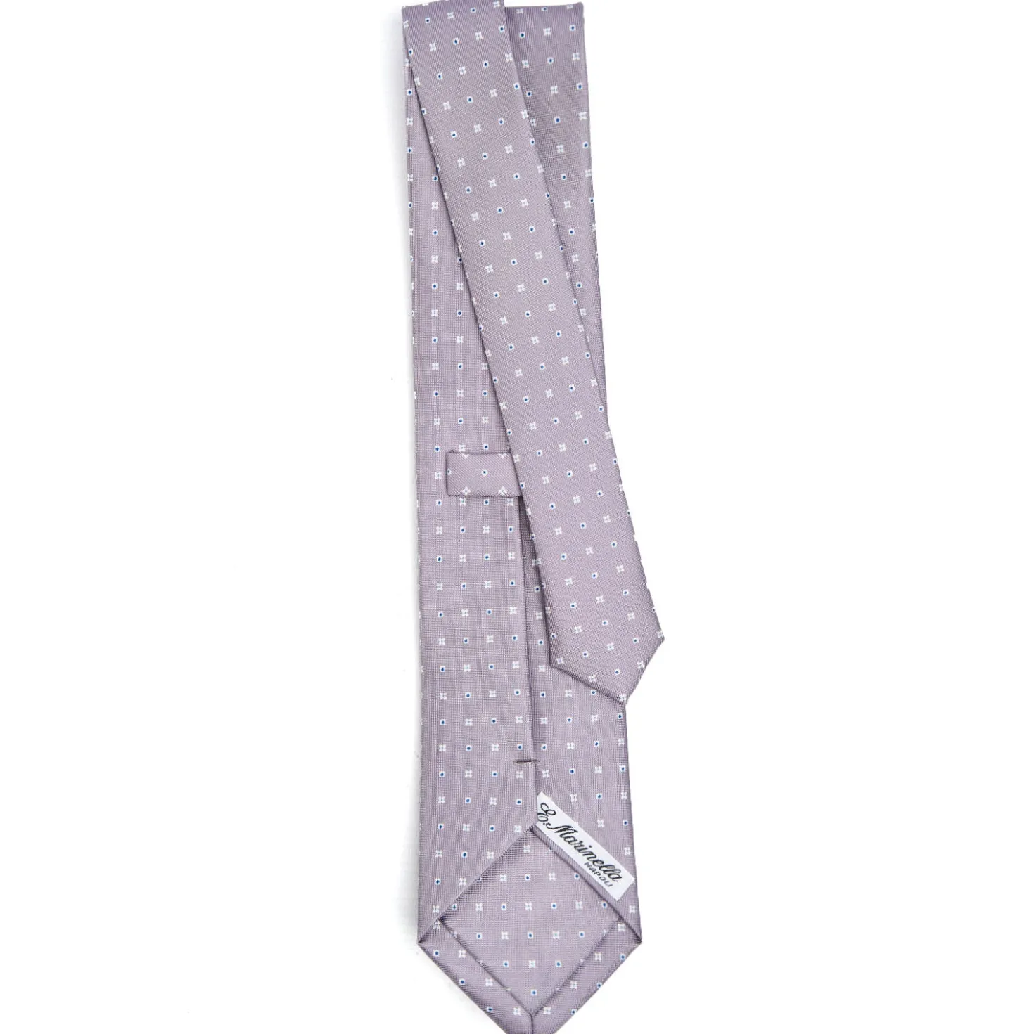 CRAVATTA SARTORIALE CLASSICA IN SETA GRIGIO CHIARO Microfantasia fiore