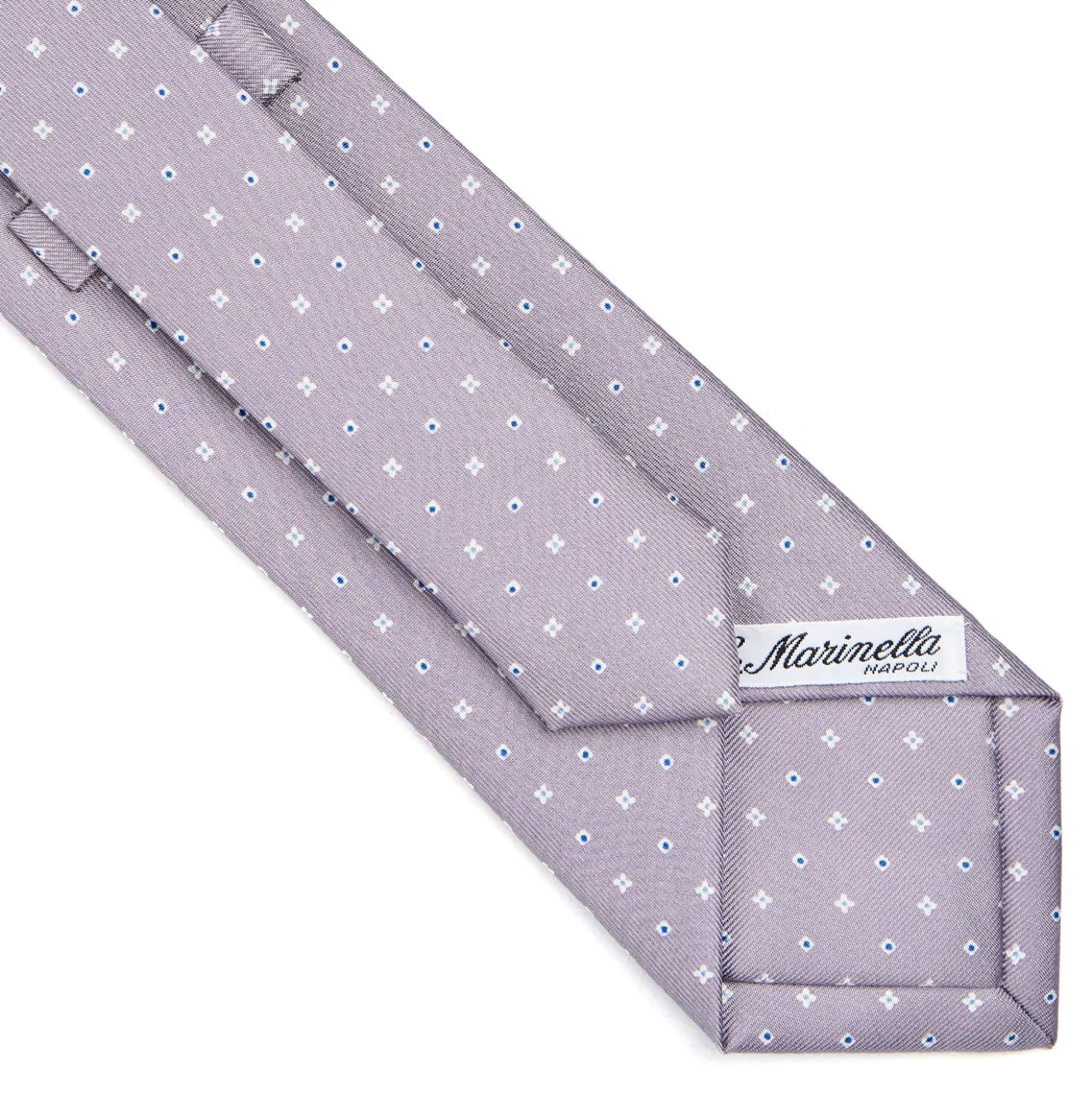 CRAVATTA SARTORIALE CLASSICA IN SETA GRIGIO CHIARO Microfantasia fiore