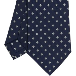 CRAVATTA SARTORIALE CLASSICA IN SETA BLU SCURO Microfantasia fiore