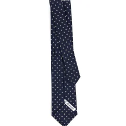 CRAVATTA SARTORIALE CLASSICA IN SETA BLU SCURO Microfantasia fiore