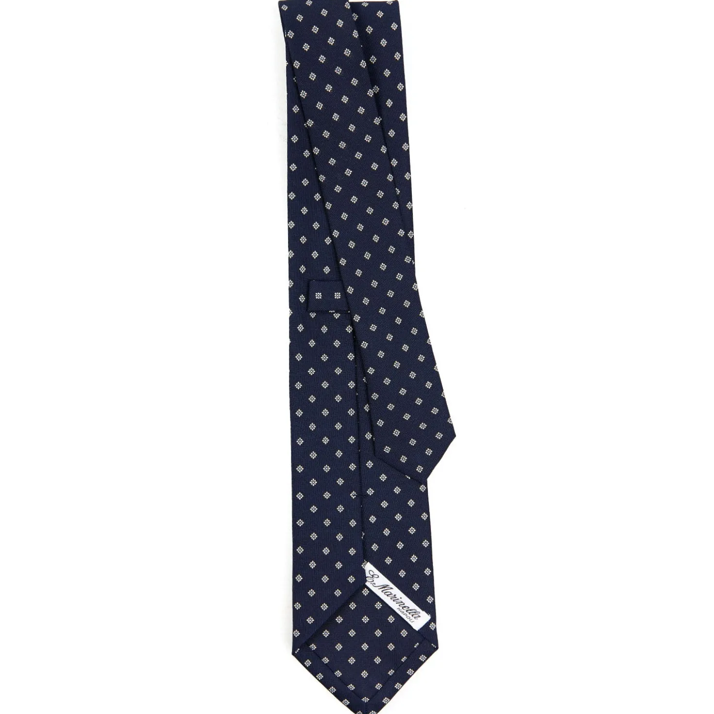 CRAVATTA SARTORIALE CLASSICA IN SETA BLU SCURO Microfantasia fiore