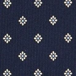 CRAVATTA SARTORIALE CLASSICA IN SETA BLU SCURO Microfantasia fiore