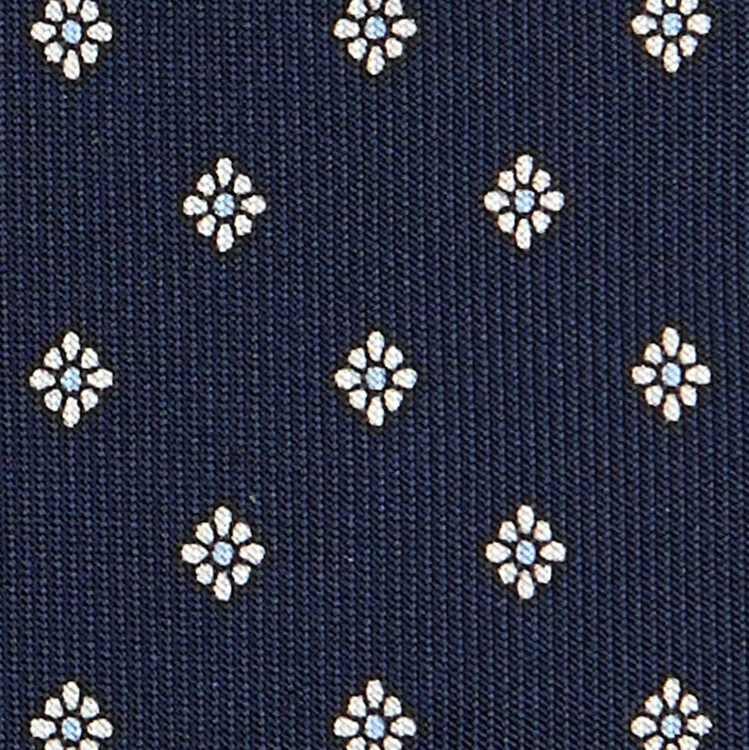 CRAVATTA SARTORIALE CLASSICA IN SETA BLU SCURO Microfantasia fiore