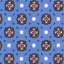 CRAVATTA SARTORIALE CLASSICA IN SETA AZZURRO POLVERE Microfantasia fiore