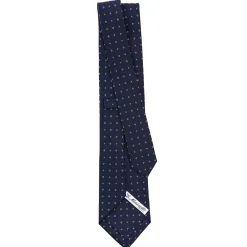 CRAVATTA SARTORIALE CLASSICA IN SETA BLU SCURO Microfantasia fiore