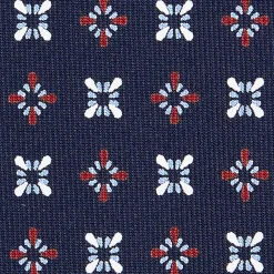 CRAVATTA SARTORIALE CLASSICA IN SETA BLU SCURO Microfantasia fiore