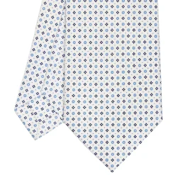 CRAVATTA SARTORIALE CLASSICA IN SETA BIANCA Microfantasia fiore
