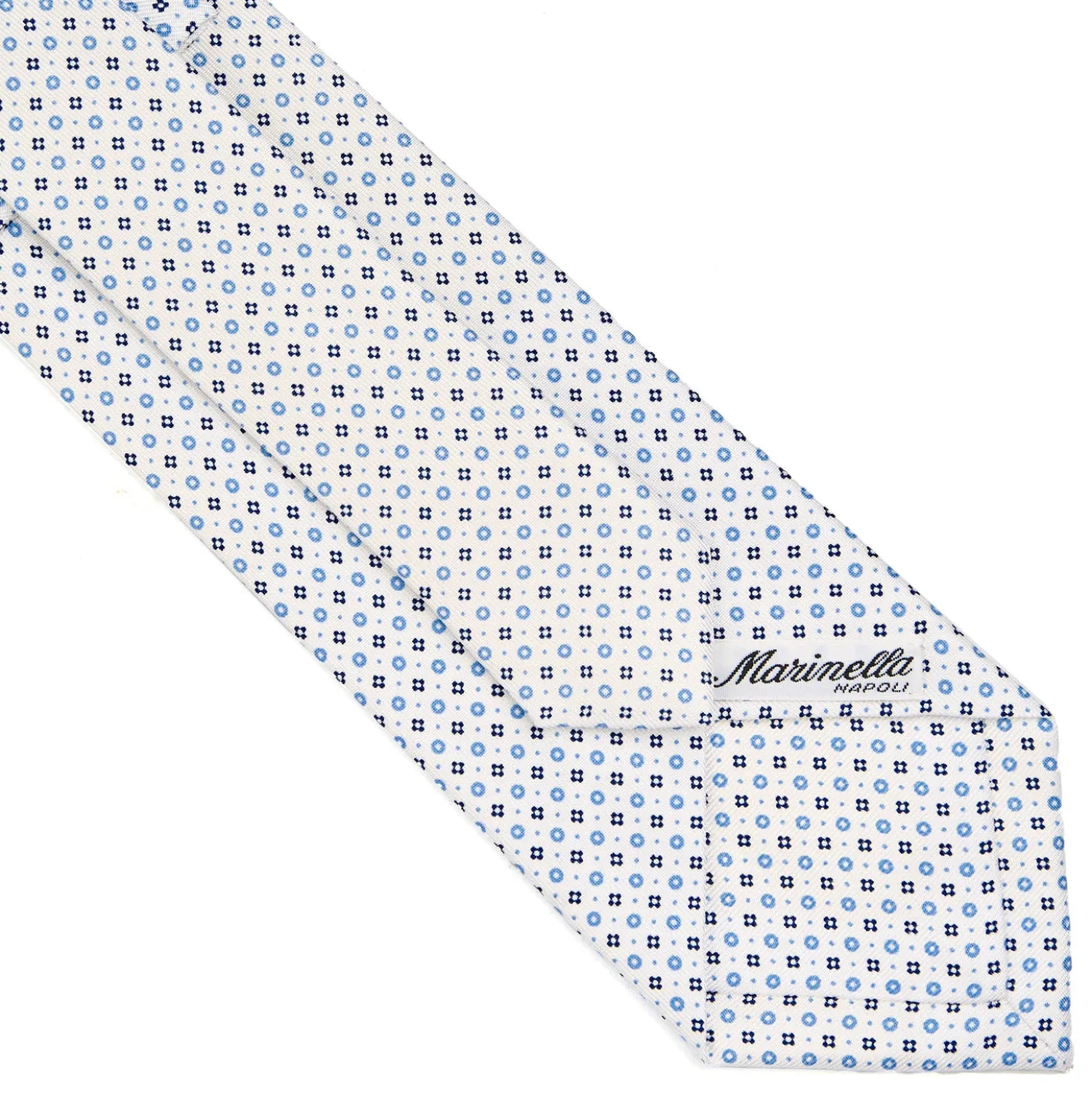 CRAVATTA SARTORIALE CLASSICA IN SETA BIANCA Microfantasia fiore