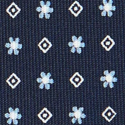 CRAVATTA SARTORIALE CLASSICA IN SETA BLU SCURO Microfantasia fiore