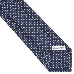 CRAVATTA SARTORIALE CLASSICA IN SETA BLU SCURO Microfantasia fiore