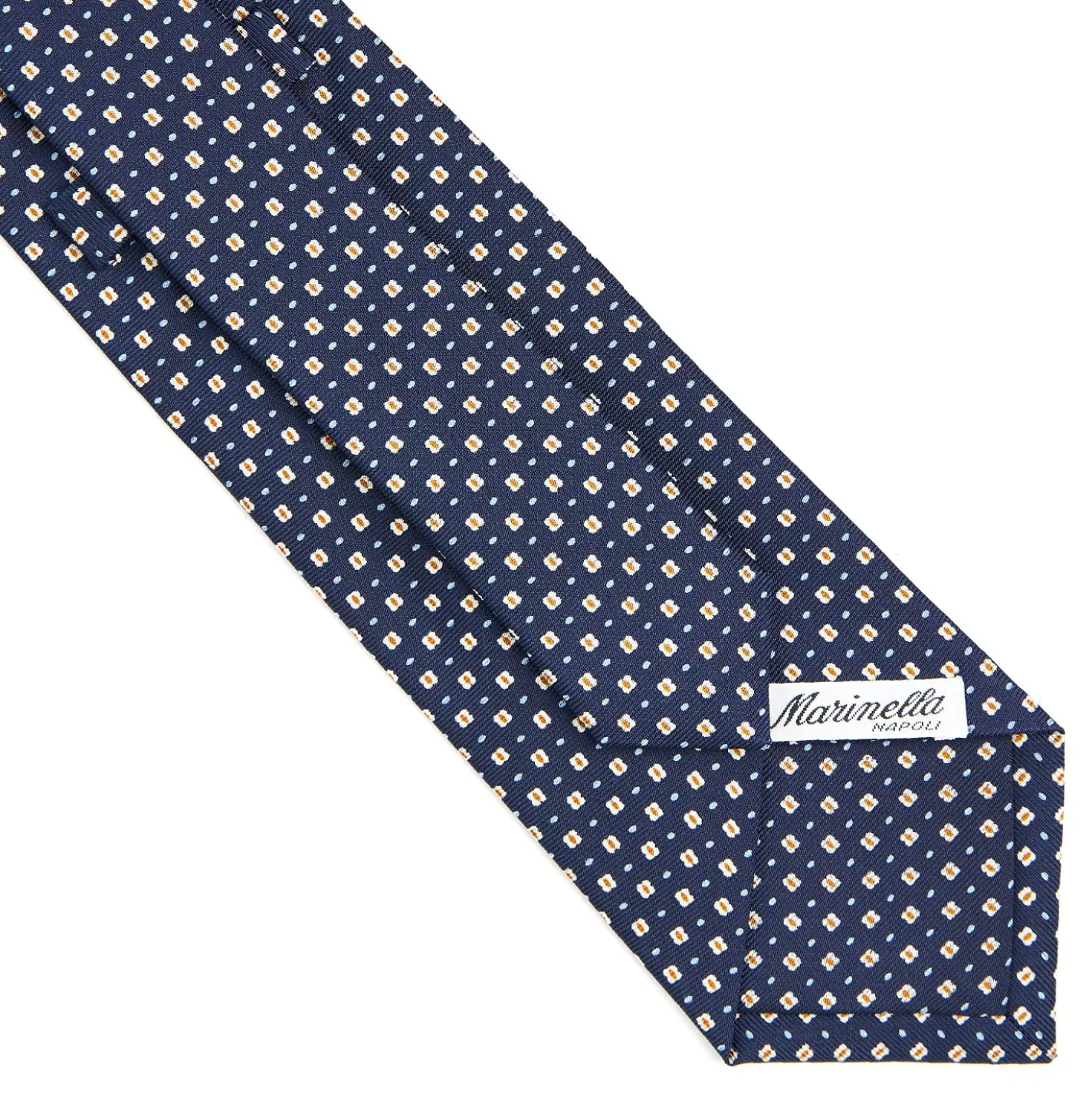 CRAVATTA SARTORIALE CLASSICA IN SETA BLU SCURO Microfantasia fiore