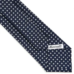 CRAVATTA SARTORIALE CLASSICA IN SETA BLU SCURO Microfantasia fiore
