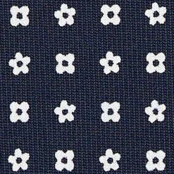 CRAVATTA SARTORIALE CLASSICA IN SETA BLU SCURO Microfantasia fiore