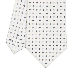 CRAVATTA SARTORIALE CLASSICA IN SETA BIANCA Microfantasia fiore