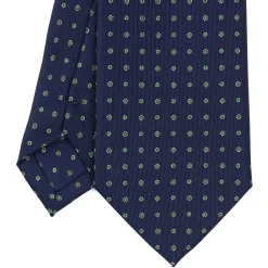 CRAVATTA SARTORIALE CLASSICA IN SETA BLU SCURO Microfantasia fiore