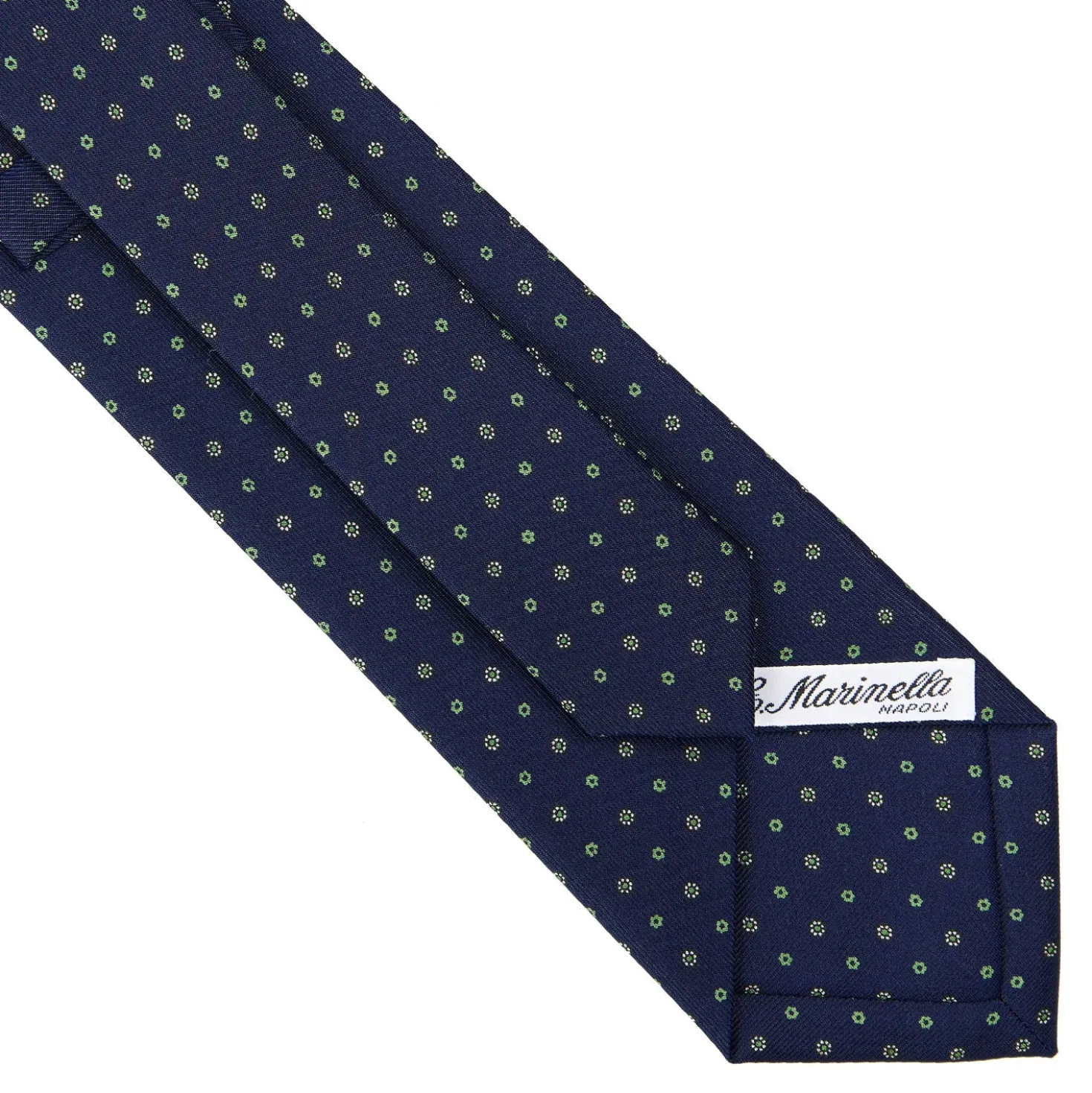 CRAVATTA SARTORIALE CLASSICA IN SETA BLU SCURO Microfantasia fiore