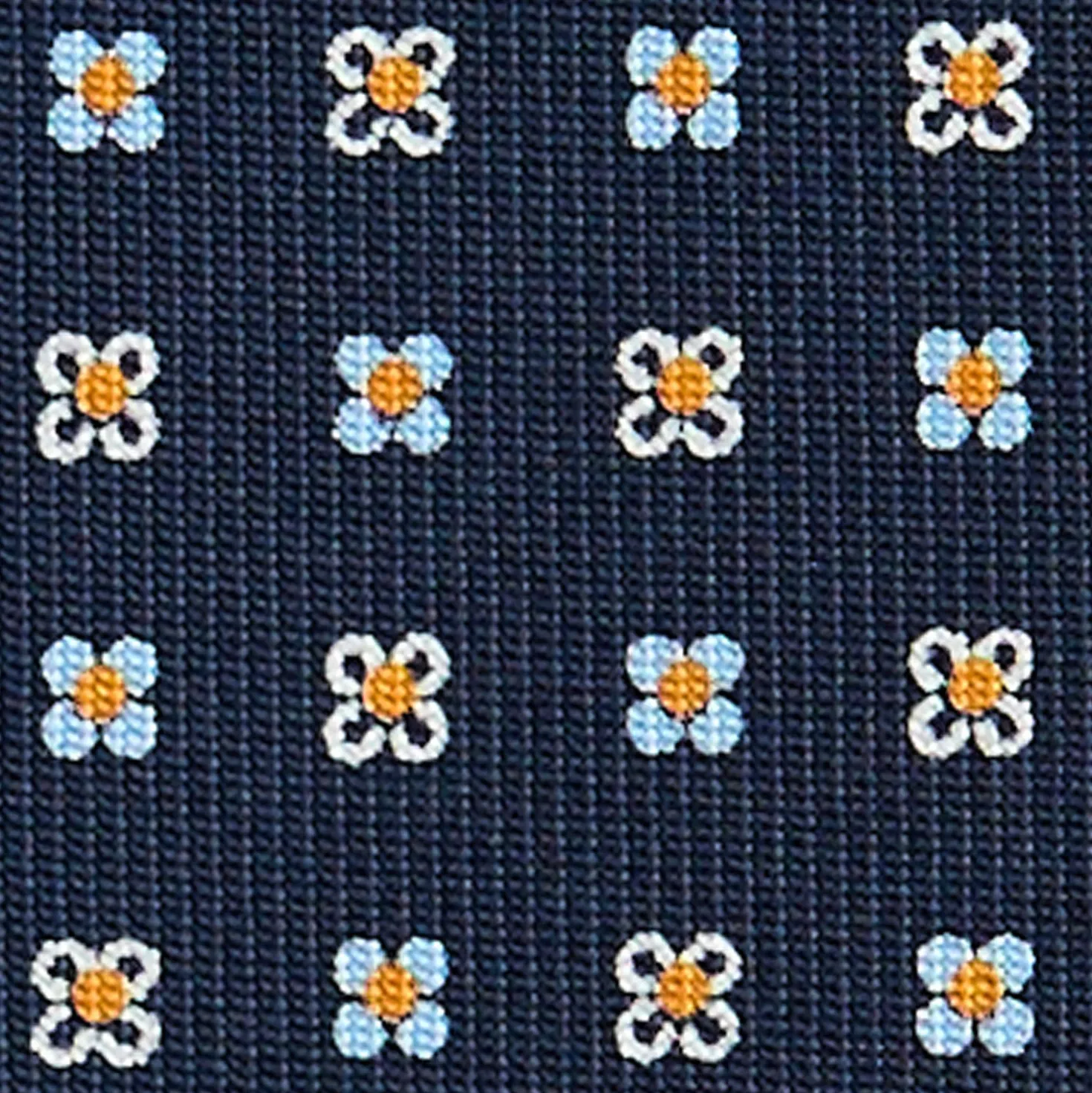 CRAVATTA SARTORIALE CLASSICA IN SETA BLU SCURO Microfantasia fiore
