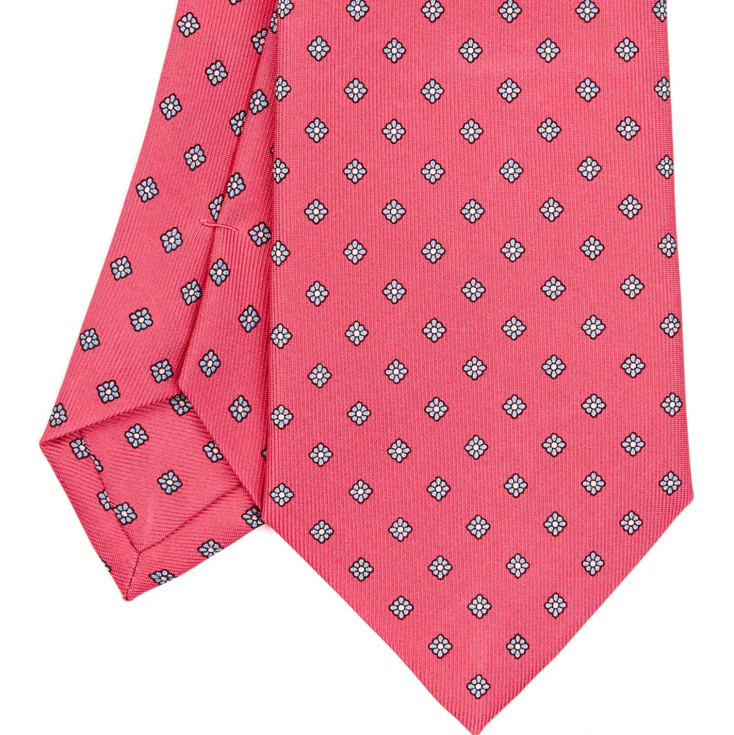 CRAVATTA SARTORIALE CLASSICA IN SETA ROSA Microfantasia fiore