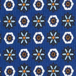 CRAVATTA SARTORIALE CLASSICA IN SETA BLU Microfantasia fiore