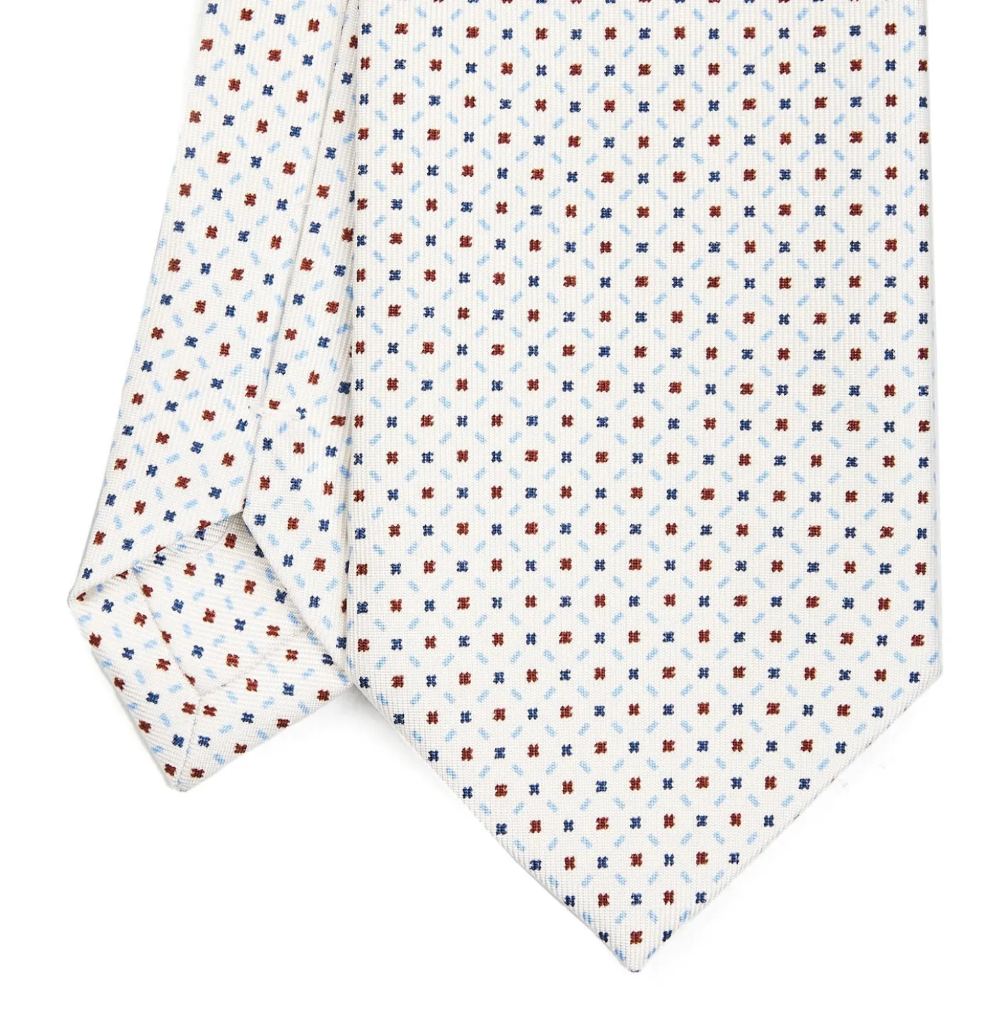 CRAVATTA SARTORIALE CLASSICA IN SETA BIANCA Microfantasia fiore