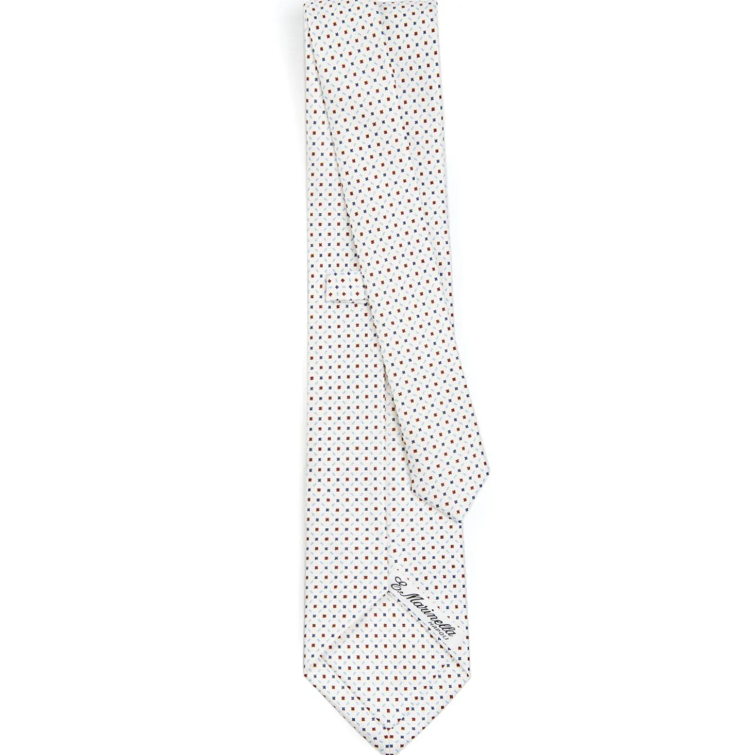 CRAVATTA SARTORIALE CLASSICA IN SETA BIANCA Microfantasia fiore
