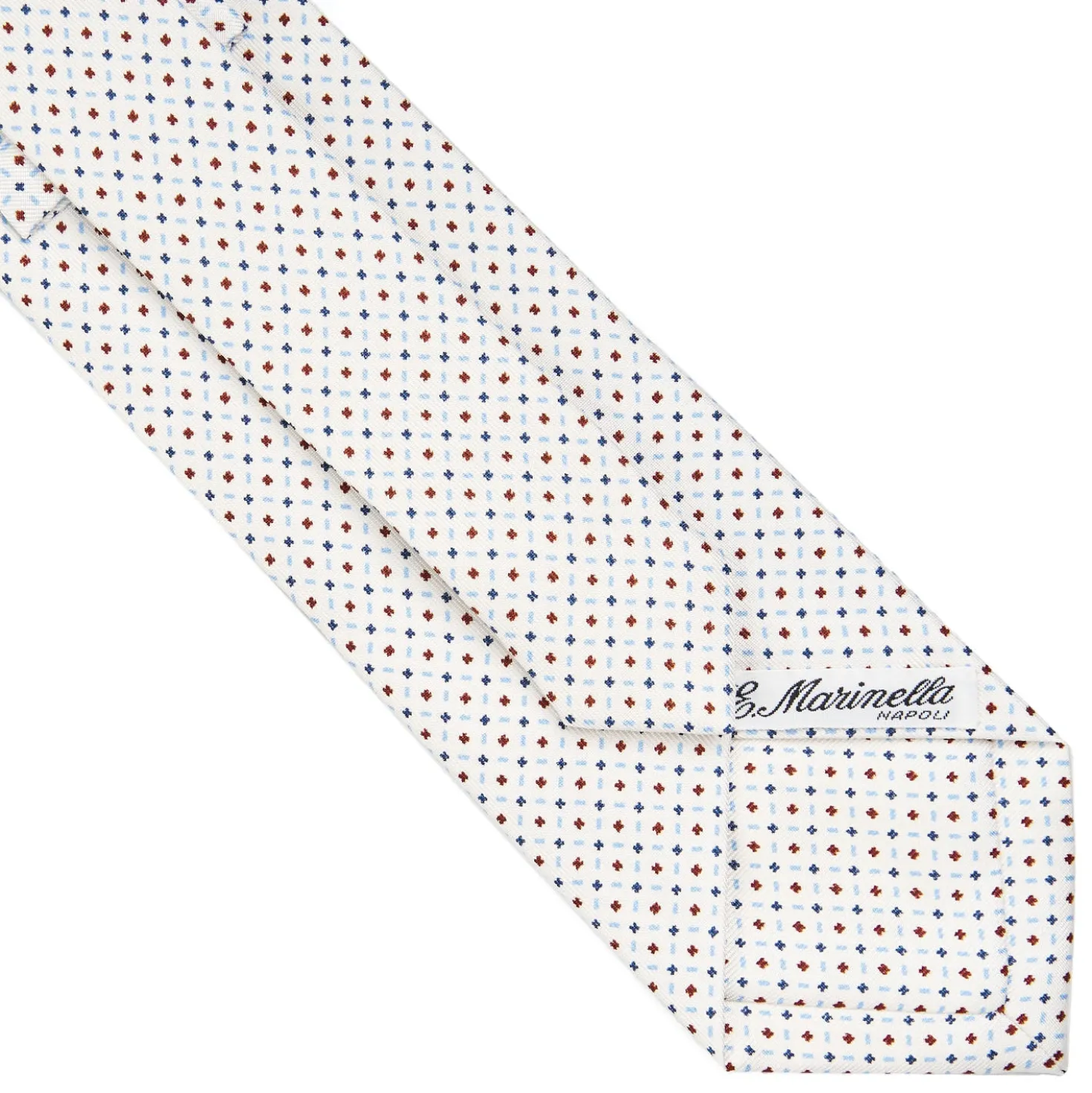 CRAVATTA SARTORIALE CLASSICA IN SETA BIANCA Microfantasia fiore